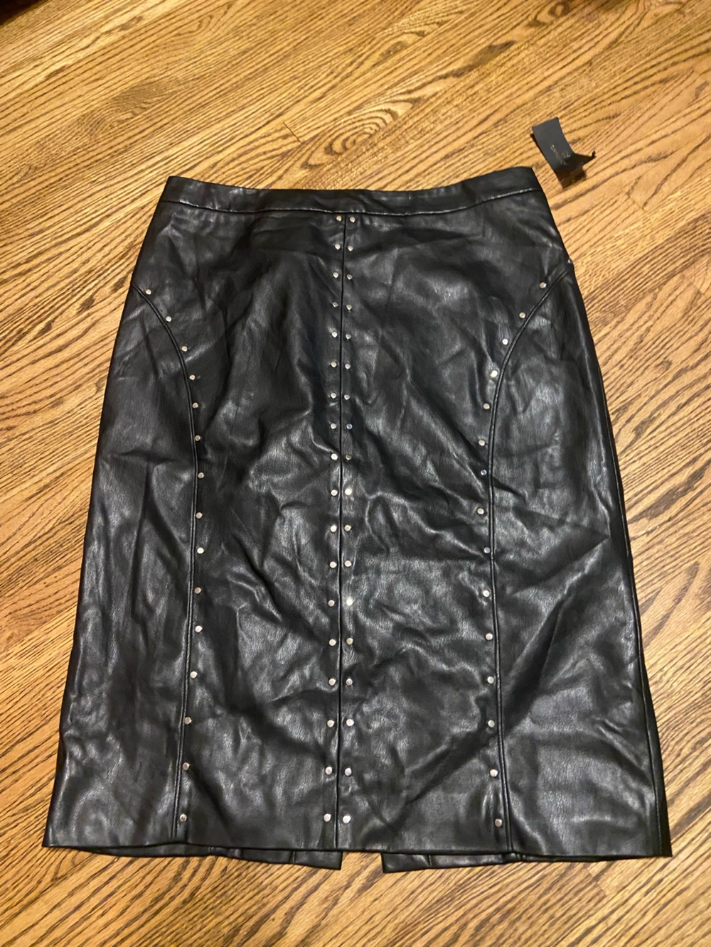 Worthington Black Faux Leather Studded Skirt